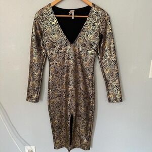 Gold‎ Paisley Bodycon Dress